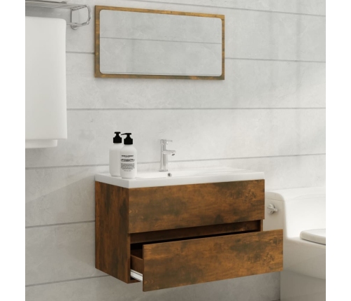 Mueble de baño con lavabo madera contrachapada roble ahumado