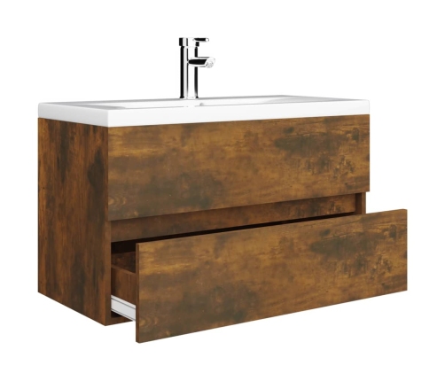 Mueble de baño con lavabo madera contrachapada roble ahumado