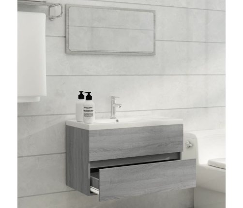 Mueble de baño con lavabo madera contrachapada gris Sonoma