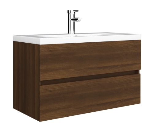 Mueble de baño con lavabo madera contrachapada marrón roble