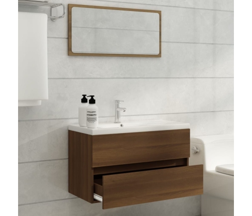 Mueble de baño con lavabo madera contrachapada marrón roble