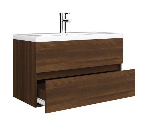 Mueble de baño con lavabo madera contrachapada marrón roble