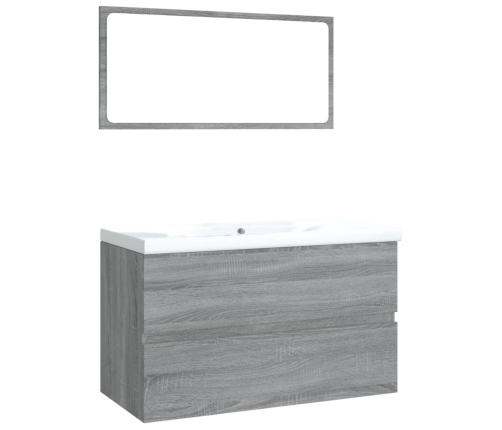 Set de muebles de baño madera contrachapada gris Sonoma