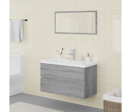 Set de muebles de baño madera contrachapada gris Sonoma