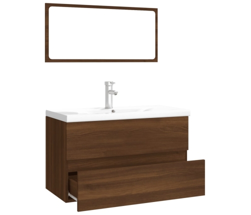 Set de muebles de baño madera contrachapada marrón roble