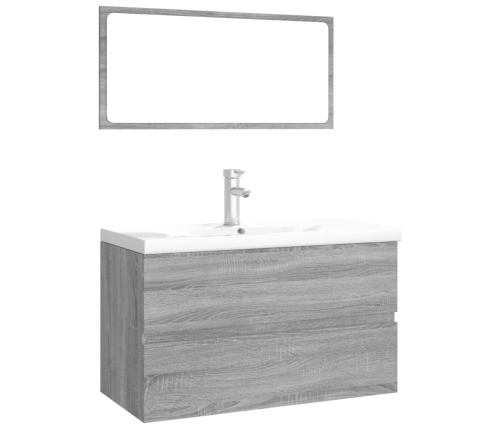 Set de muebles de baño madera contrachapada gris Sonoma