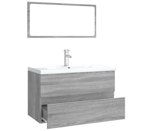 Set de muebles de baño madera contrachapada gris Sonoma