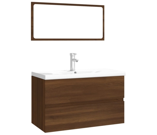 Set de muebles de baño madera contrachapada marrón roble