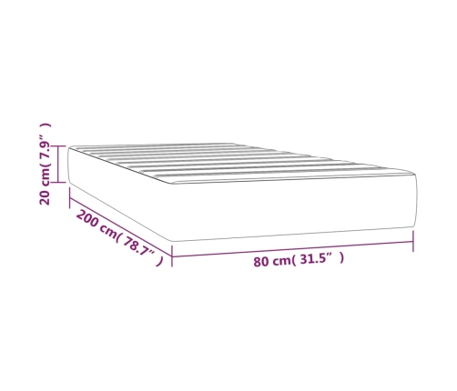 Colchón de muelles ensacados tela marrón oscuro 80x200x20 cm