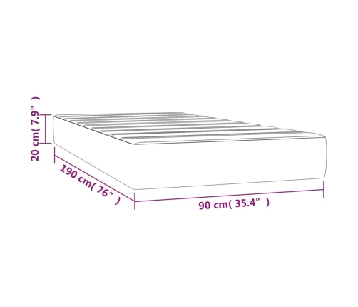 Colchón de muelles ensacados tela marrón oscuro 90x190x20 cm