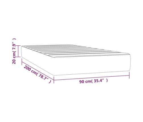 vidaXL Colchón de muelles ensacados tela marrón oscuro 90x200x20 cm