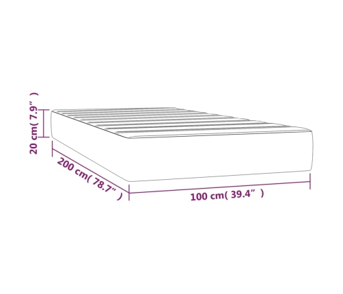 Colchón de muelles ensacados tela marrón oscuro 100x200x20 cm