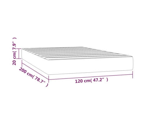 vidaXL Colchón muelles ensacados terciopelo gris oscuro 120x200x20 cm