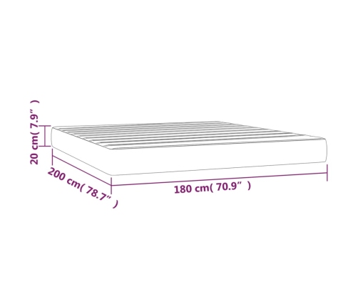vidaXL Colchón muelles ensacados terciopelo verde oscuro 180x200x20 cm
