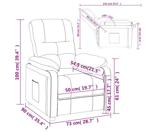 Sillón reclinable de tela negro