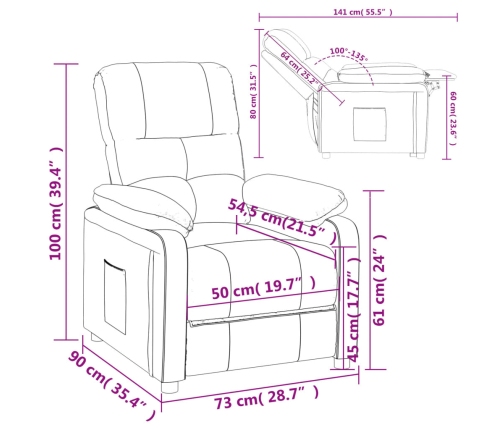 Sillón reclinable de tela gris taupe