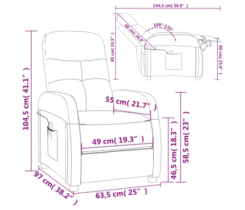 Sillón de masaje de tela gris oscuro