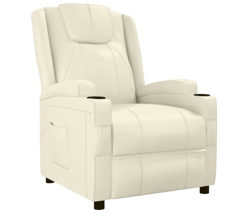 Sillón reclinable de cuero sintético blanco crema