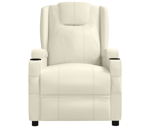 Sillón reclinable de cuero sintético blanco crema