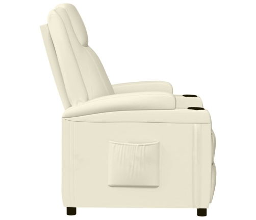 Sillón reclinable de cuero sintético blanco crema