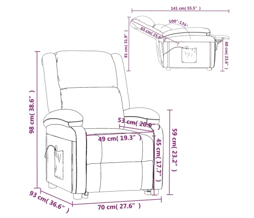 Sillón de masaje tela gris claro