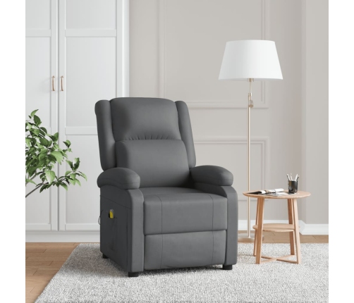 Sillón de masaje de cuero sintético gris antracita