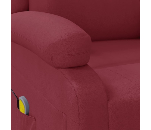 Sillón de masaje de cuero sintético rojo tinto