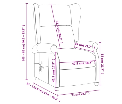 Sillón de masaje eléctrico tela marrón oscuro