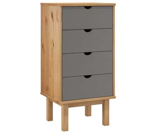 Cajonera OTTA madera maciza de pino marrón y gris 45x39x90 cm