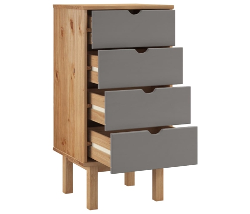 Cajonera OTTA madera maciza de pino marrón y gris 45x39x90 cm