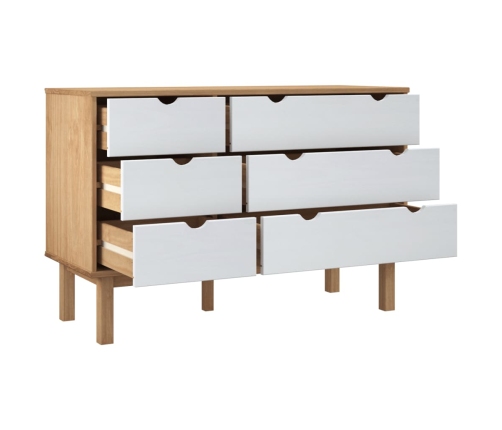 Cajonera OTTA madera maciza pino marrón y blanco 111x43x73,5 cm