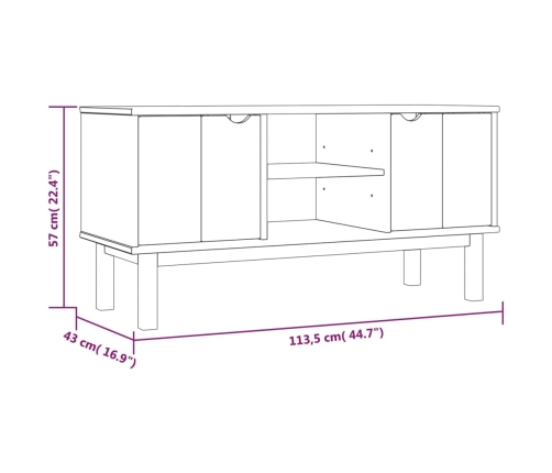 Mueble de TV OTTA madera maciza de pino 113,5x43x57 cm