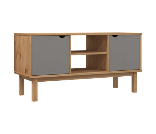 Mueble TV OTTA madera maciza pino marrón y gris 113,5x43x57 cm