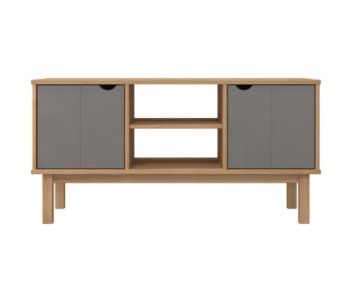 Mueble TV OTTA madera maciza pino marrón y gris 113,5x43x57 cm