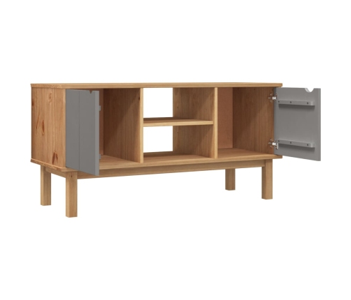 Mueble TV OTTA madera maciza pino marrón y gris 113,5x43x57 cm