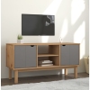 vidaXL Mueble TV OTTA madera maciza pino marrón y gris 113,5x43x57 cm