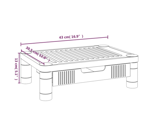 Soporte para monitor negro 43x30,5x13 cm