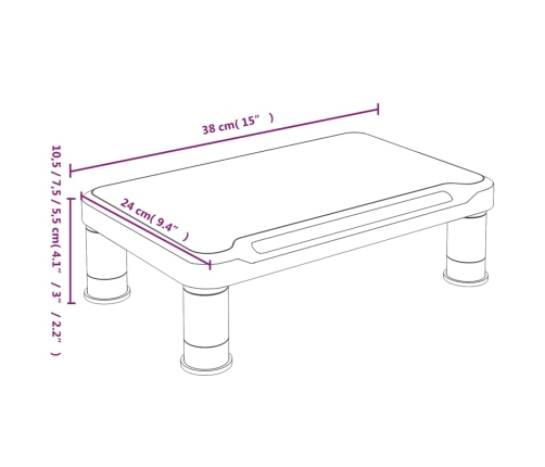 vidaXL Soporte para monitor negro 38x24x10,5 cm