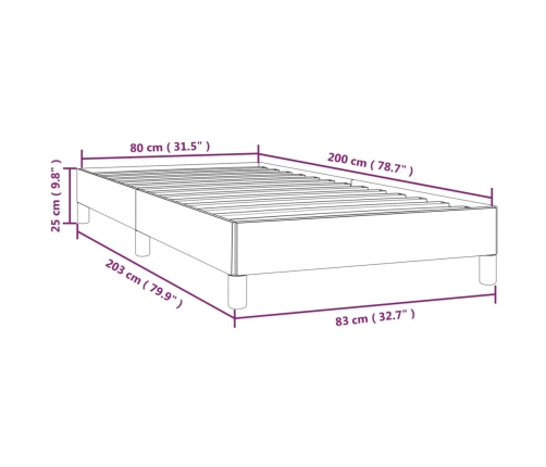 Estructura de cama sin colchón tela azul 80x200 cm