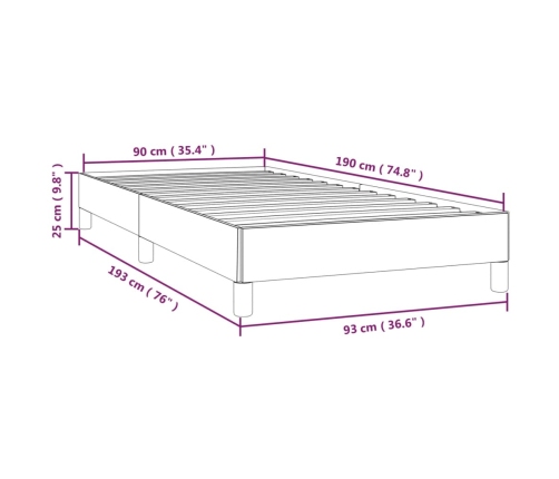 Estructura de cama sin colchón tela gris claro 90x190 cm