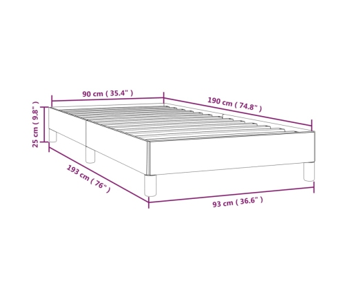 vidaXL Estructura de cama de tela gris oscuro 90x190 cm