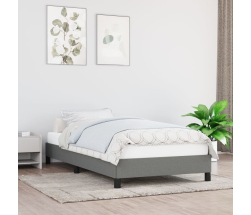 vidaXL Estructura de cama de tela gris oscuro 90x190 cm