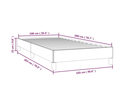 Estructura de cama sin colchón tela gris oscuro 90x200 cm