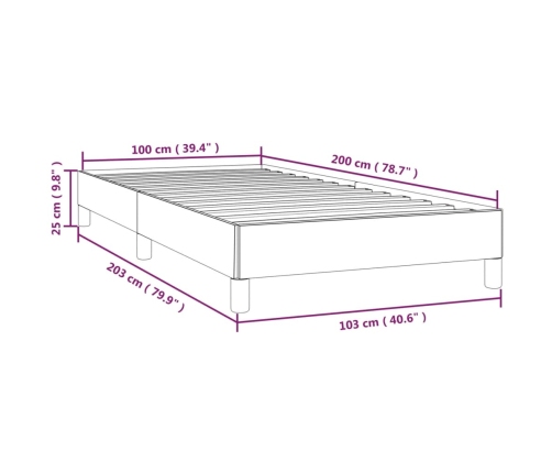 Estructura de cama sin colchón tela marrón oscuro 100x200 cm