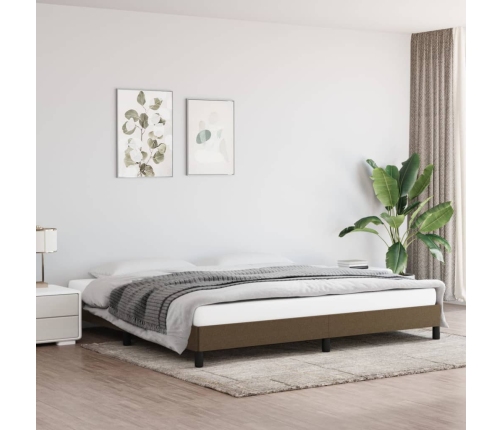 Cama sin colchón tela marrón oscuro 200x200 cm