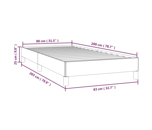 Estructura de cama sin colchón tela verde 80x200 cm