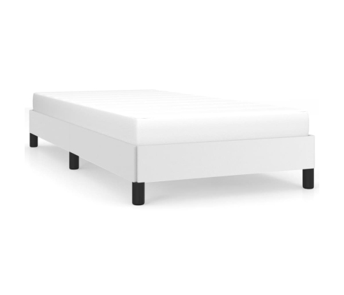 Estructura de cama sin colchón cuero sintético blanco 90x190 cm