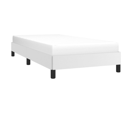 Estructura de cama sin colchón cuero sintético blanco 90x190 cm