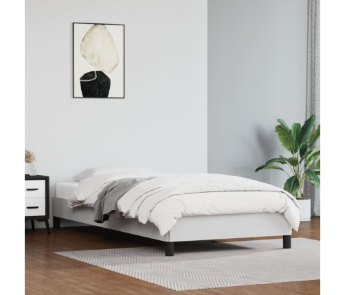 Estructura de cama sin colchón cuero sintético blanco 90x190 cm