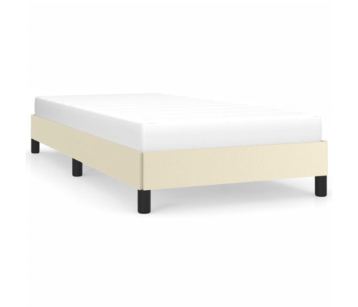 Estructura de cama sin colchón cuero sintético crema 90x190 cm